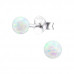 Silver Ball Ear Studs with 4mm Synthetic Opal