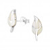 Leaf Sterling Silver Ear Studs with Shell Stone