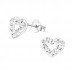 Silver Heart Ear Studs with Crystal