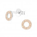 Silver Circle Ear Studs with Genuine European Crystals