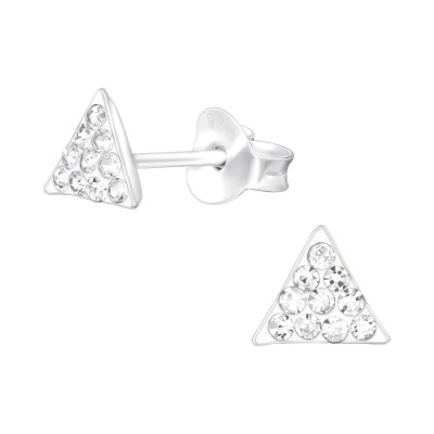 Silver Triangle Crystal Ear Studs