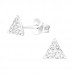 Silver Triangle Crystal Ear Studs