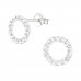 Silver Circle Ear Studs with Crystal