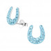 Silver Horseshoe Ear Studs with Crystal