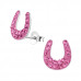 Silver Horseshoe Ear Studs with Crystal