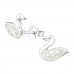 Silver Swan Ear Studs with Genuine European Crystals