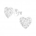 Silver Heart Ear Studs with Crystal