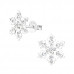 Silver Snowflake Ear Studs with Crystal