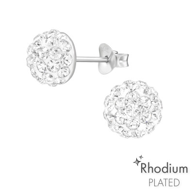 Silver Round Ear Studs with Genuine European Crystals