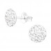 Silver Round Ear Studs with Crystal