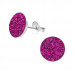 Children's Silver Round Ear Studs with Crystal