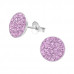 Children's Silver Round Ear Studs with Crystal