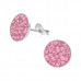 Children's Silver Round Ear Studs with Crystal