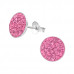 Children's Silver Round Ear Studs with Crystal