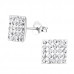 Silver Square Ear Studs with Crystal