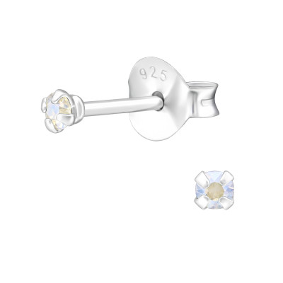 Silver Round Ear Studs with Genuine European Crystals