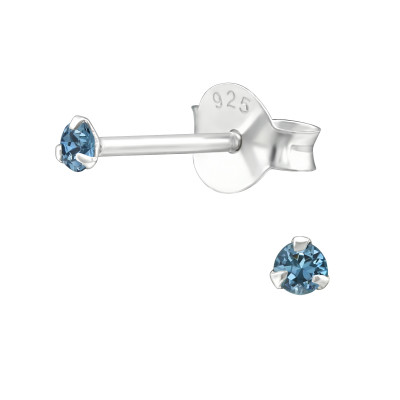 Silver Round Ear Studs with Genuine European Crystals