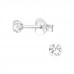 Silver Round 3mm Ear Studs with Crystal