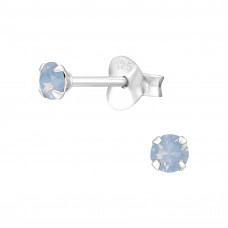 Silver Round Ear Studs with Genuine European Crystals