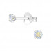 Silver Round Ear Studs with Genuine European Crystals