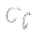 Silver Semi Hoops Ear Studs with Crystal