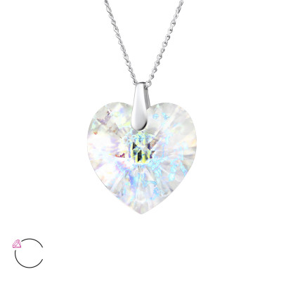 Silver Heart Necklace with Genuine European Crystals