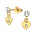 Dangling Heart Sterling Silver Ear Studs with Crystal