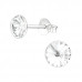 Silver Round Ear Studs with Crystal