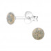 Silver Round Ear Studs with Genuine European Crystals