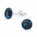 Silver Round Ear Studs with Genuine European Crystals