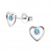 Silver Heart Ear Studs with Crystal