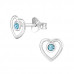 Silver Heart Ear Studs with Crystal