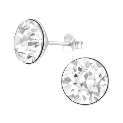 Silver Round 10mm Ear Studs with Genuine European Crystals