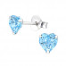 Silver Heart Ear Studs with Crystal