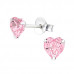 Silver Heart Ear Studs with Crystal