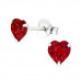 Silver Heart Ear Studs with Crystal