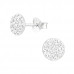 Silver Round Ear Studs with Crystal