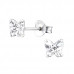 Silver Butterfly Ear Studs with Genuine European Crystals