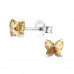 Silver Butterfly Ear Studs with Genuine European Crystals