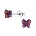 Silver Butterfly Ear Studs with Genuine European Crystals