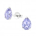 Silver Pear Ear Studs with Genuine European Crystals