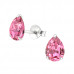 Silver Pear Ear Studs with Genuine European Crystals