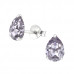 Silver Pear Ear Studs with Genuine European Crystals