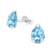 Silver Pear Ear Studs with Genuine European Crystals