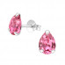 Silver Pear Ear Studs with Genuine European Crystals