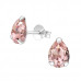 Silver Pear Ear Studs with Genuine European Crystals