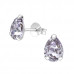 Silver Pear Ear Studs with Genuine European Crystals