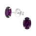 Silver Oval Ear Studs with Genuine European Crystals