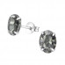 Silver Oval Ear Studs with Genuine European Crystals