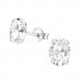 Silver Oval Ear Studs with Genuine European Crystals